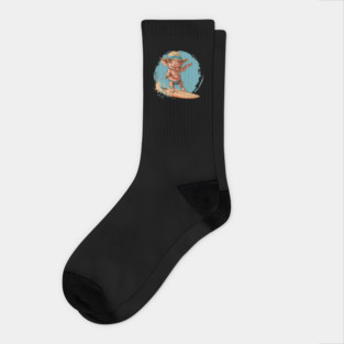 Surfing Pig in Swimming Trunks Fun Beach Design Socks
