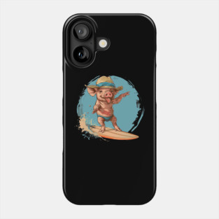 Surfing Pig in Swimming Trunks Fun Beach Design Phone Case