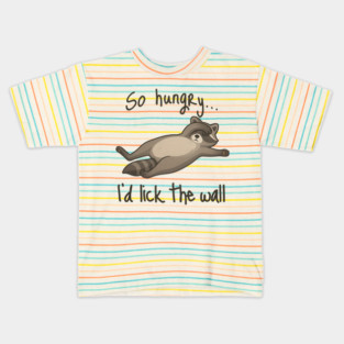Fainting dramatic raccoon is so hungry he'd lick the wall Kids T-Shirt