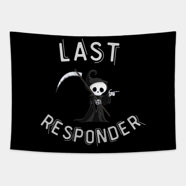 Sarcastic Skeleton – Spooky Dark Humor Graphic Tapestry by MakerMind8.2