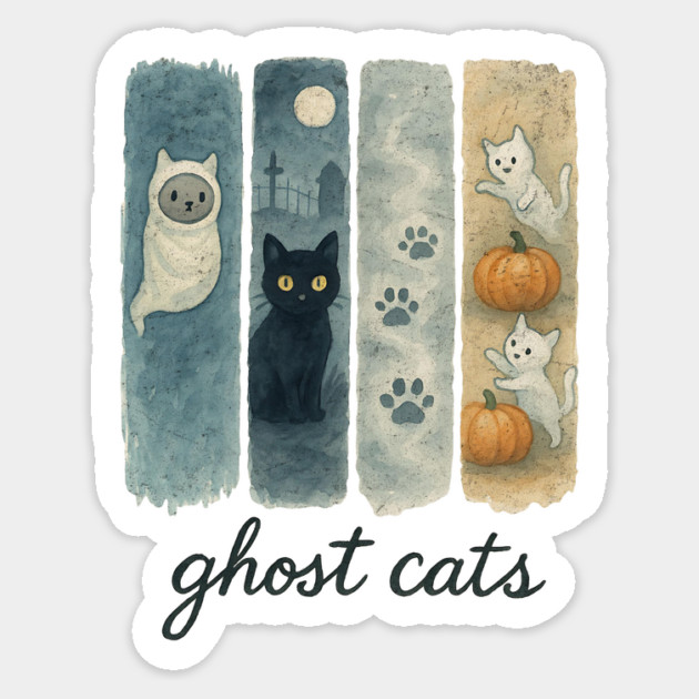 Ghost Cats Design Sticker by Designed By Marty