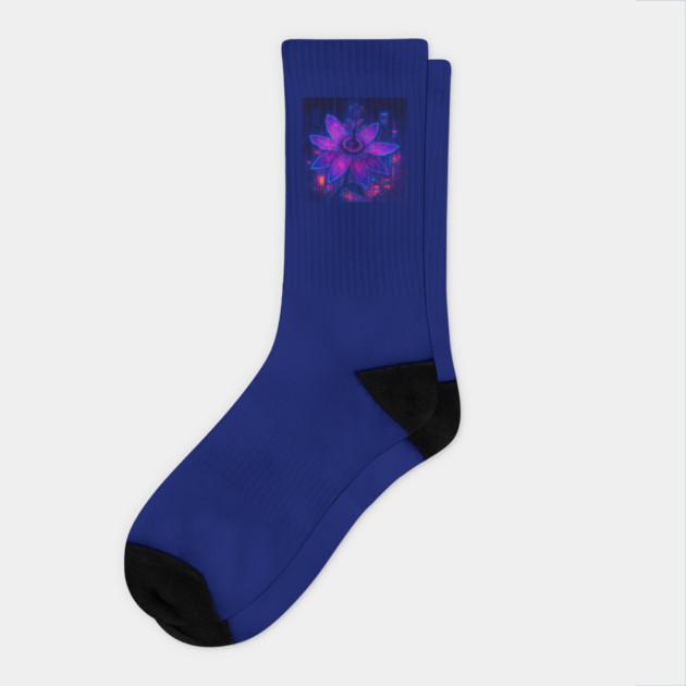 Passiflora Neon City Modern Socks by Sharafeldin  's Store