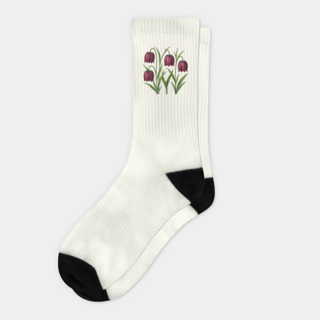 Checkered Lily Floral Socks by Sharafeldin  's Store