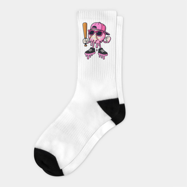 Baseball-Drip–Pink-Ice-Cream-Baseball Socks by ArtistTee ⭐⭐⭐⭐⭐