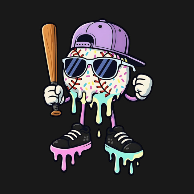Baseball Drip – Pink Ice-Cream Baseball Mascot with Sunglasses by ArtistTee ⭐⭐⭐⭐⭐