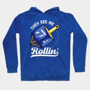 They See Me Rollin! Funny Jewish Holiday Hannukah Dreidel Gift Hoodie