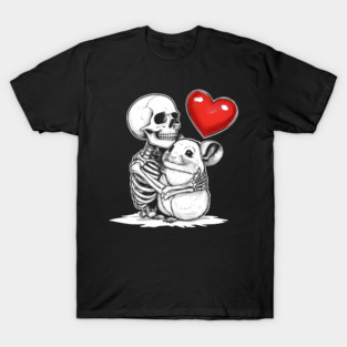 Skeleton Hugging Chinchilla Halloween Chinchilla Lover Chinchilla Mom Dad Happy Halloween T-Shirt