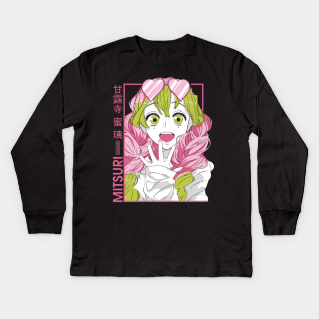 Demon Slayer Mitsuri Love Hashira Design Kids Long Sleeve T-Shirt by Otaku Vibes