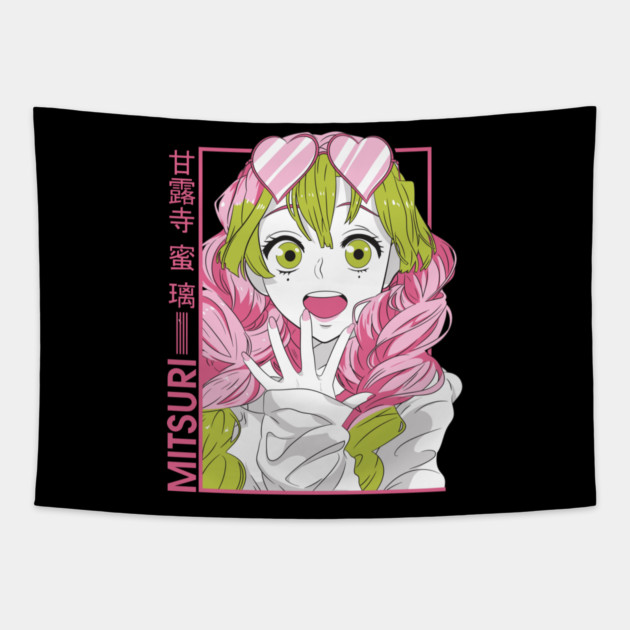 Demon Slayer Mitsuri Love Hashira Design Tapestry by Otaku Vibes
