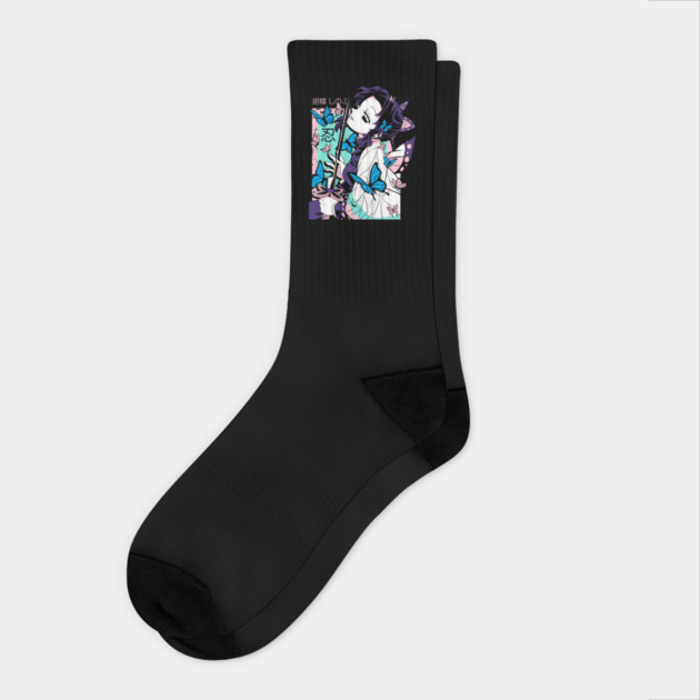 Demon Slayer Shinobu Butterfly Blade Pose Socks by Otaku Vibes
