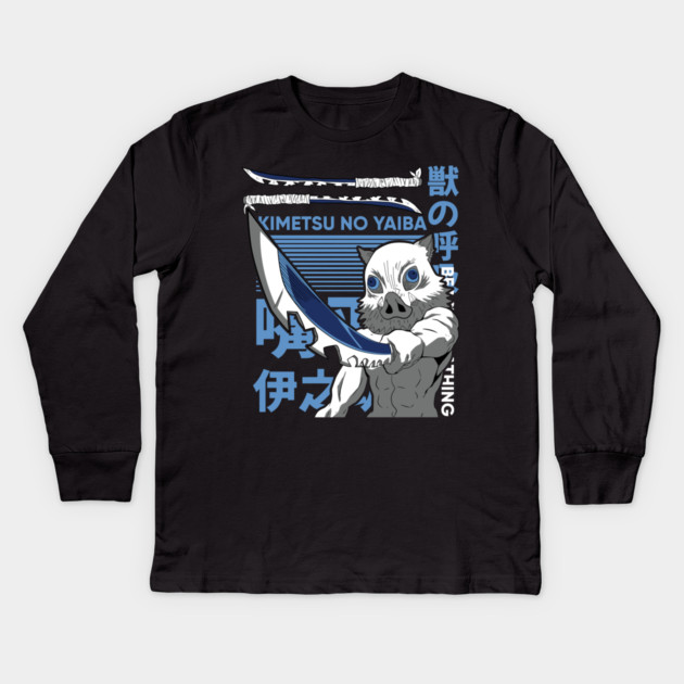 Demon Slayer Inosuke Beast Mode Unleashed Kids Long Sleeve T-Shirt by Otaku Vibes