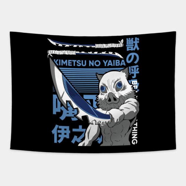 Demon Slayer Inosuke Beast Mode Unleashed Tapestry by Otaku Vibes
