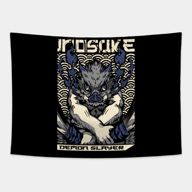 Demon Slayer Inosuke Raging Beast Form Tapestry by Otaku Vibes