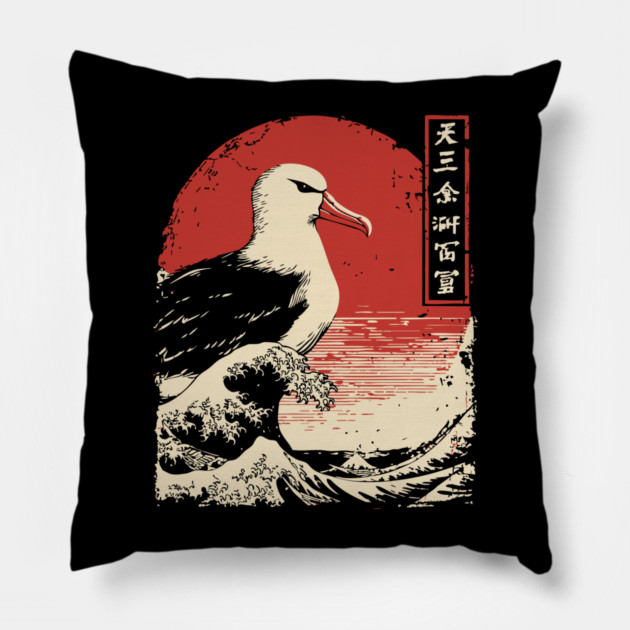 Majestic Seagull and The Great Wave Art Pillow by TuncGK