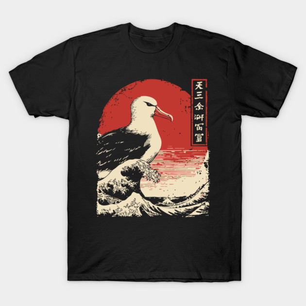 Majestic Seagull and The Great Wave Art T-Shirt by TuncGK