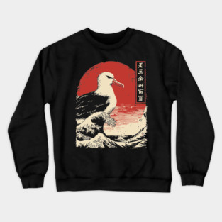 Majestic Seagull and The Great Wave Art Crewneck Sweatshirt