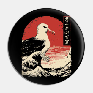 Majestic Seagull and The Great Wave Art Pin