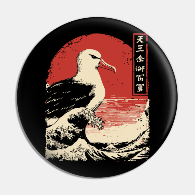 Majestic Seagull and The Great Wave Art Pin by TuncGK