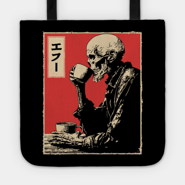 Funny Zombie Needs Coffee Vintage Japanese Art Tote by TuncGK
