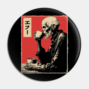 Funny Zombie Needs Coffee Vintage Japanese Art Pin