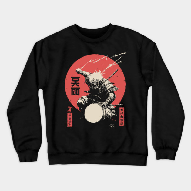 Raijin God of Thunder Vintage Japanese Mythology Crewneck Sweatshirt by TuncGK