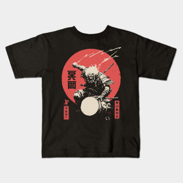 Raijin God of Thunder Vintage Japanese Mythology Kids T-Shirt by TuncGK