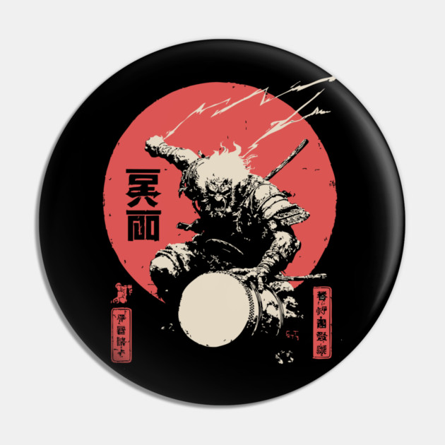 Raijin God of Thunder Vintage Japanese Mythology Pin by TuncGK