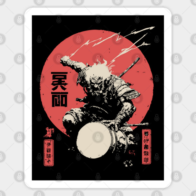 Raijin God of Thunder Vintage Japanese Mythology Sticker by TuncGK
