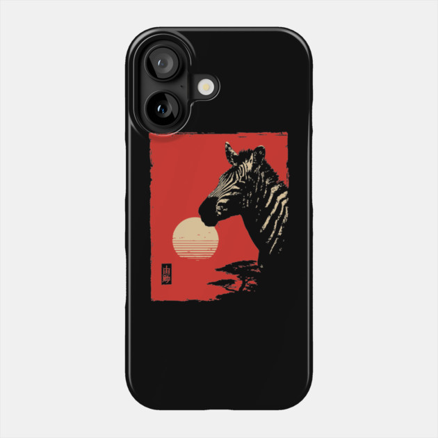 Bold Zebra Portrait Vintage Graphic Wildlife Art Phone Case by TuncGK
