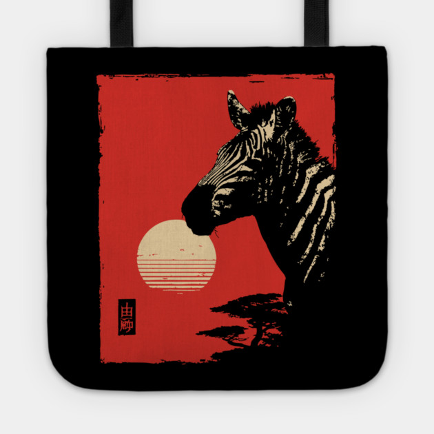 Bold Zebra Portrait Vintage Graphic Wildlife Art Tote by TuncGK