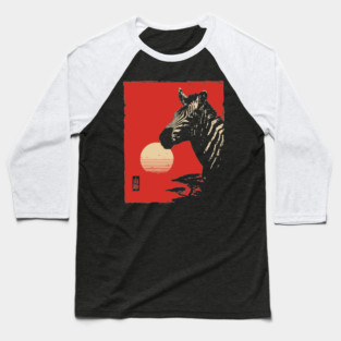 Bold Zebra Portrait Vintage Graphic Wildlife Art Baseball T-Shirt