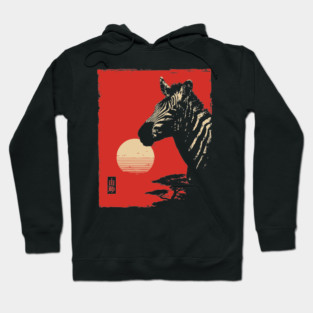 Bold Zebra Portrait Vintage Graphic Wildlife Art Hoodie