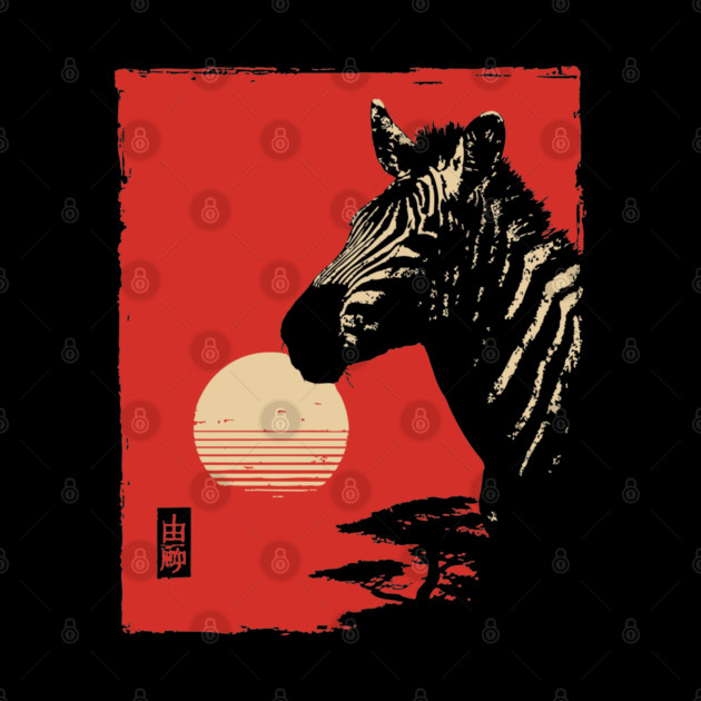 Bold Zebra Portrait Vintage Graphic Wildlife Art by TuncGK