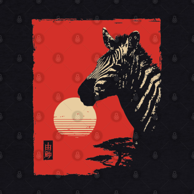 Bold Zebra Portrait Vintage Graphic Wildlife Art by TuncGK