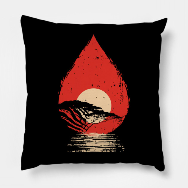 Serene Sunset in a Drop Surreal Nature Art Pillow by TuncGK
