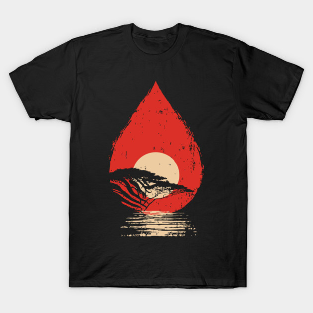 Serene Sunset in a Drop Surreal Nature Art T-Shirt by TuncGK