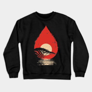 Serene Sunset in a Drop Surreal Nature Art Crewneck Sweatshirt