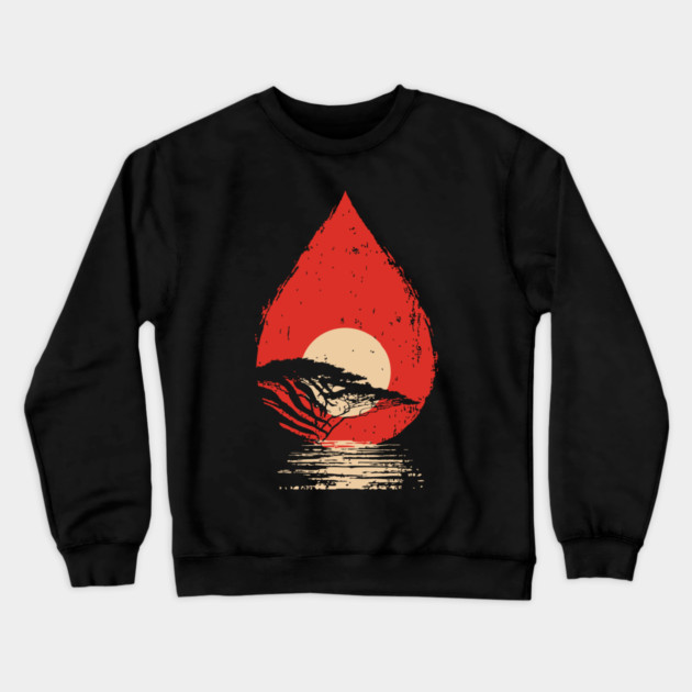 Serene Sunset in a Drop Surreal Nature Art Crewneck Sweatshirt by TuncGK
