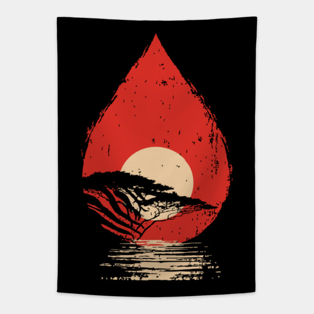 Serene Sunset in a Drop Surreal Nature Art Tapestry by TuncGK