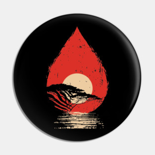 Serene Sunset in a Drop Surreal Nature Art Pin