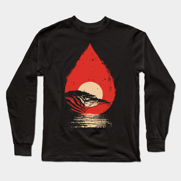 Serene Sunset in a Drop Surreal Nature Art Long Sleeve T-Shirt by TuncGK