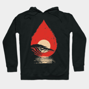 Serene Sunset in a Drop Surreal Nature Art Hoodie