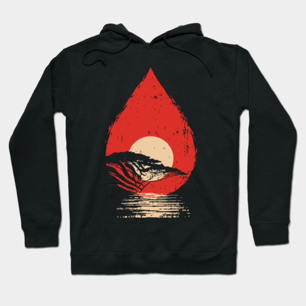 Serene Sunset in a Drop Surreal Nature Art Hoodie by TuncGK