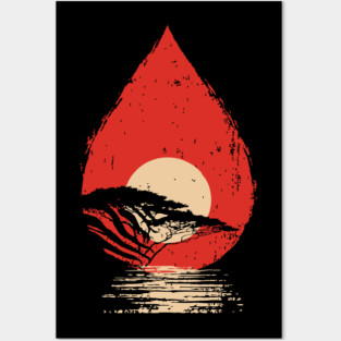 Serene Sunset in a Drop Surreal Nature Art Posters and Art