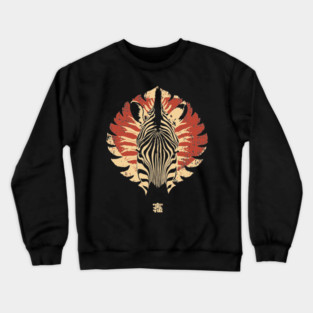 Stylized Zebra Spirit Vintage Tribal Fusion Art Crewneck Sweatshirt