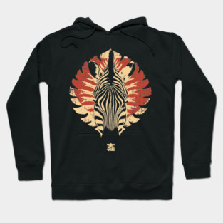 Stylized Zebra Spirit Vintage Tribal Fusion Art Hoodie