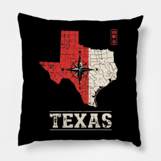 Vintage Texas State Map Lone Star Pride Art Pillow