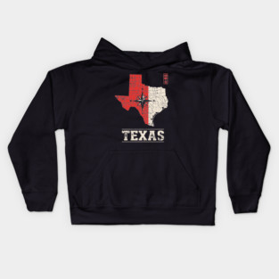 Vintage Texas State Map Lone Star Pride Art Kids Hoodie