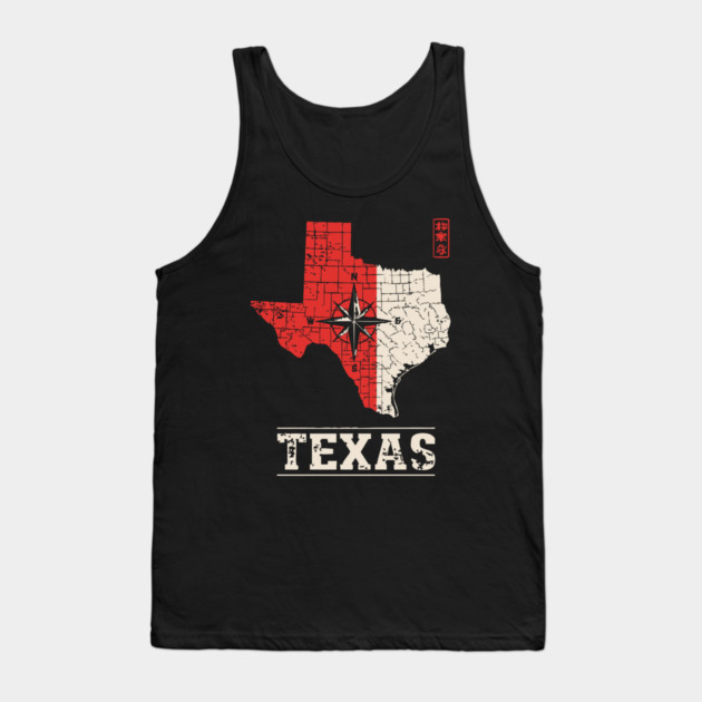 Vintage Texas State Map Lone Star Pride Art Tank Top by TuncGK
