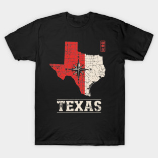 Vintage Texas State Map Lone Star Pride Art T-Shirt